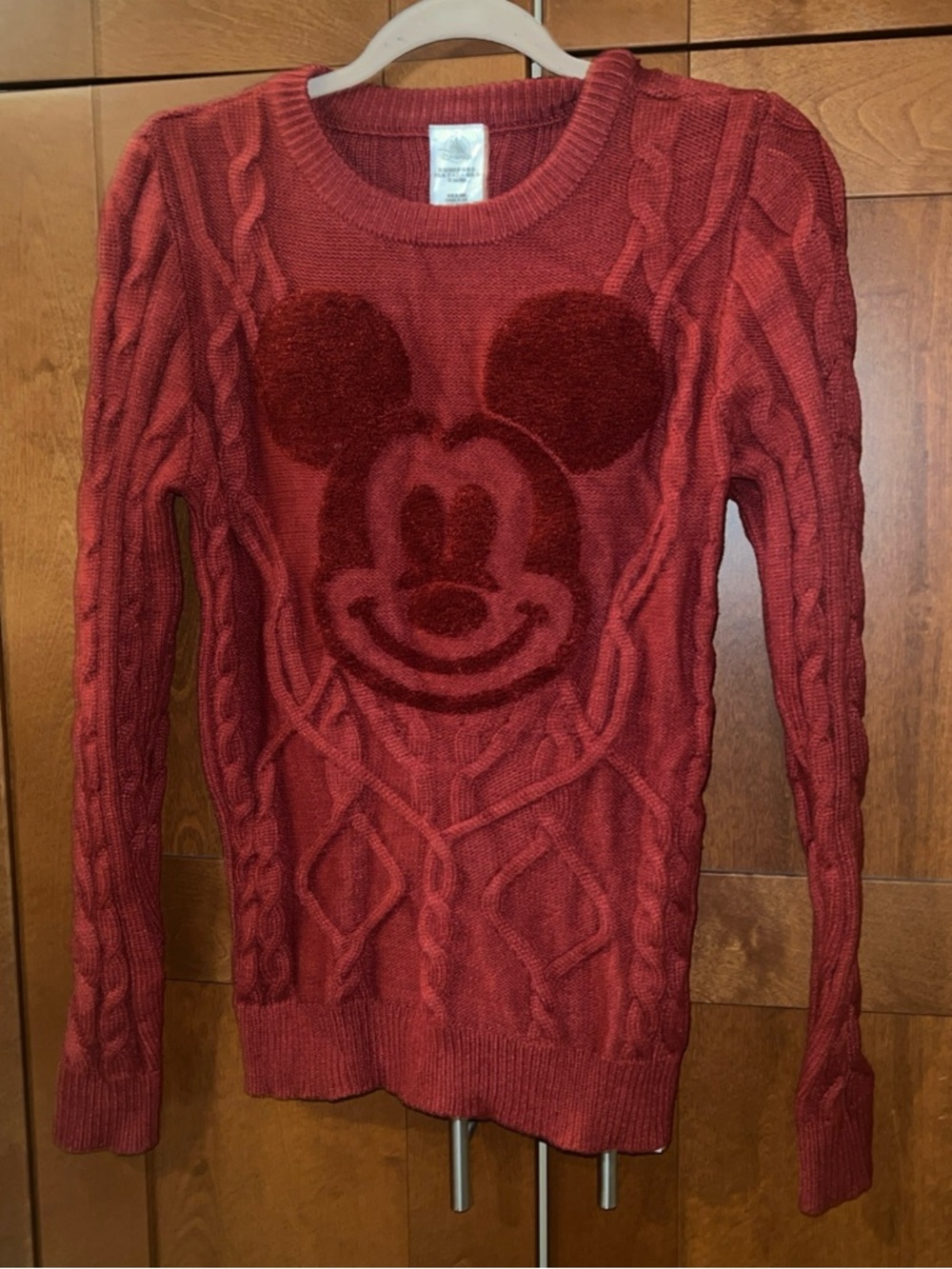 Disney Parks Mikey Mouse Cable Knit Sweater Pull Over Sweater Size XS